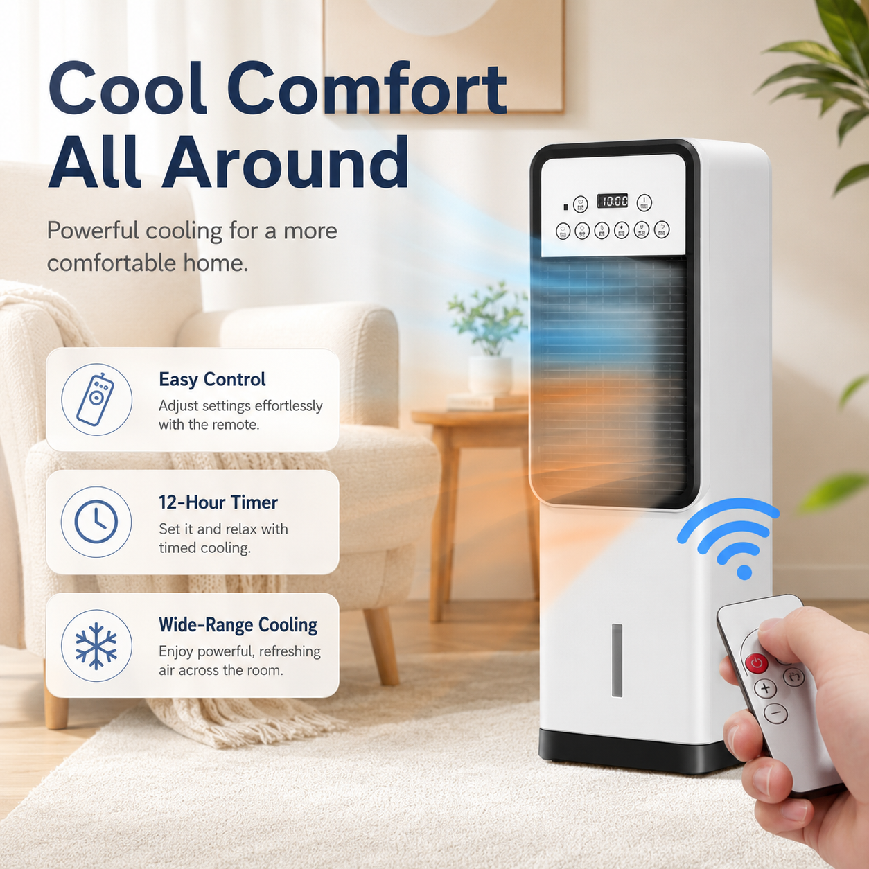 Dual-Mode Air Cooler & Fan, Heater - Portable Air Conditioner with Remote Control