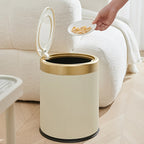 Luxury Bathroom Trash Can Oval Press Top Waste Bin Gold Lid - Image 11