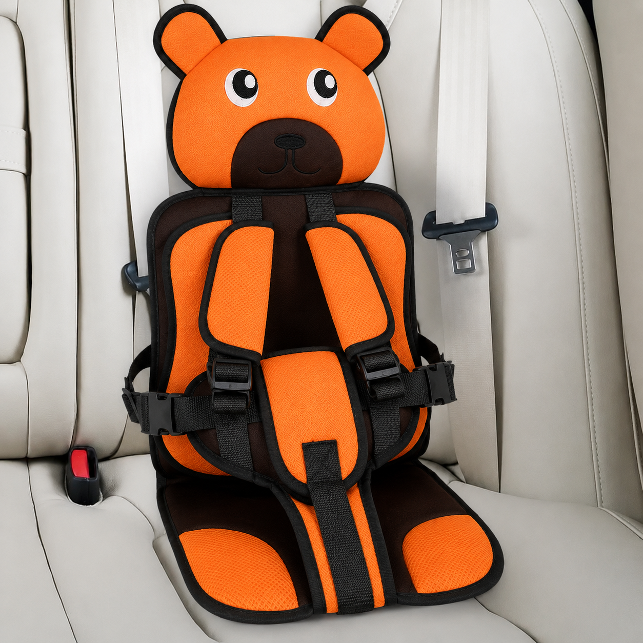 Adjustable Child Travel Booster Seat with Bear Design