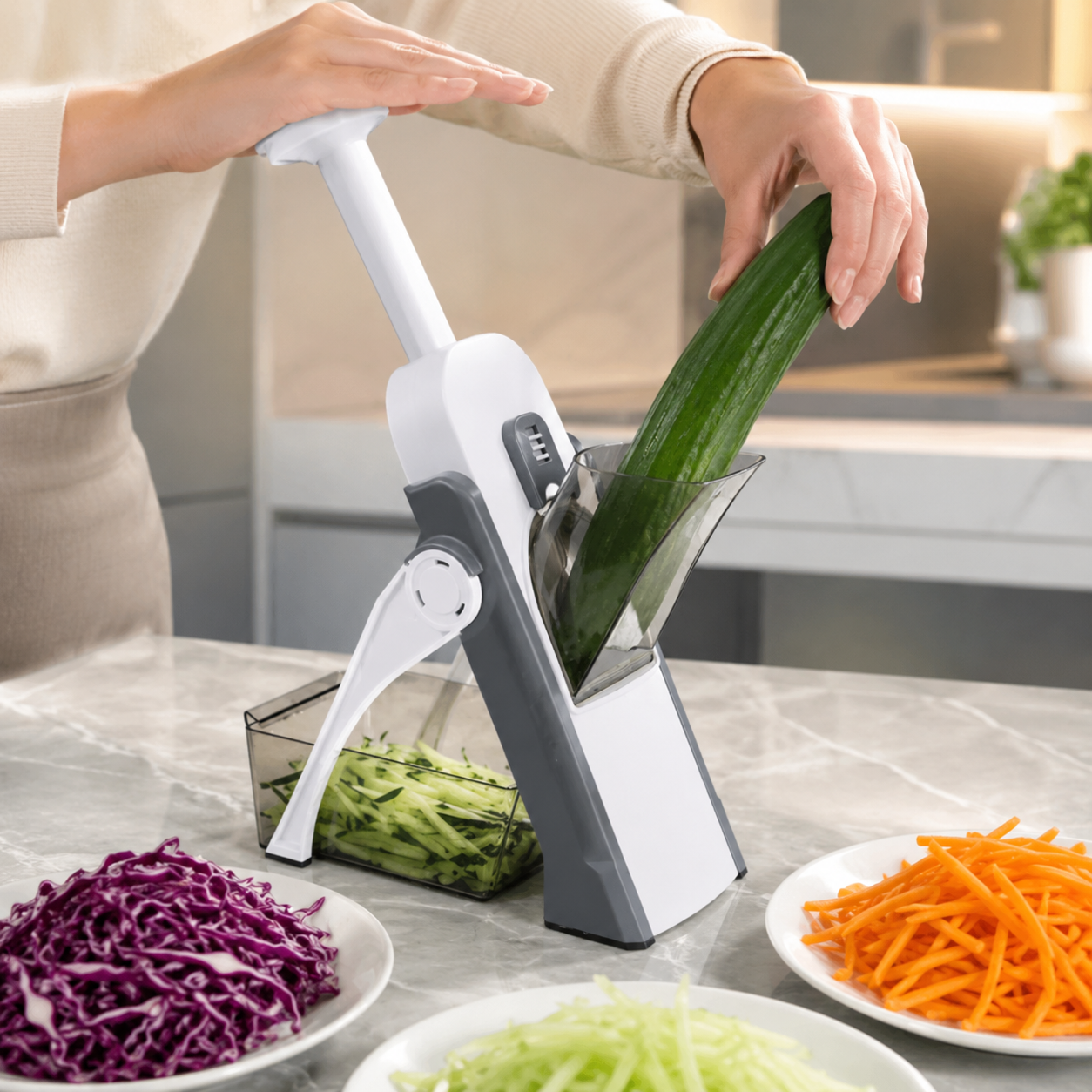 5 in 1 Vegetable Slicer with Collecting Tray