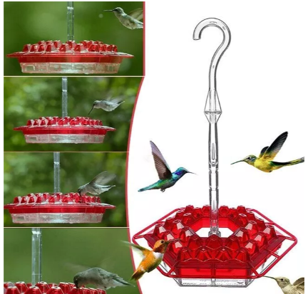 Hummingbird Feeder Outdoor Ant-Resistant Hanging Feeder with Multi-Port Tray