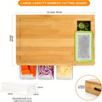 Cutting Board Trays Bamboo Kitchen Prep Station Storage Graters - Image 5