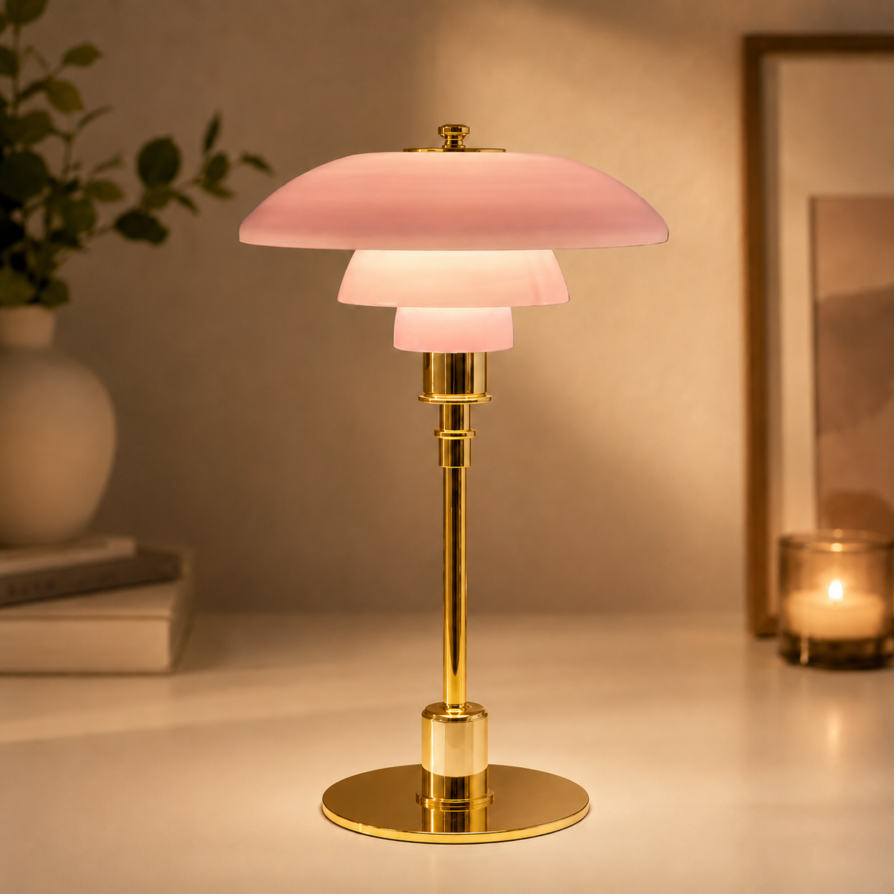 Scandinavian Bedside Table Lamp with Minimalist Glass Shade