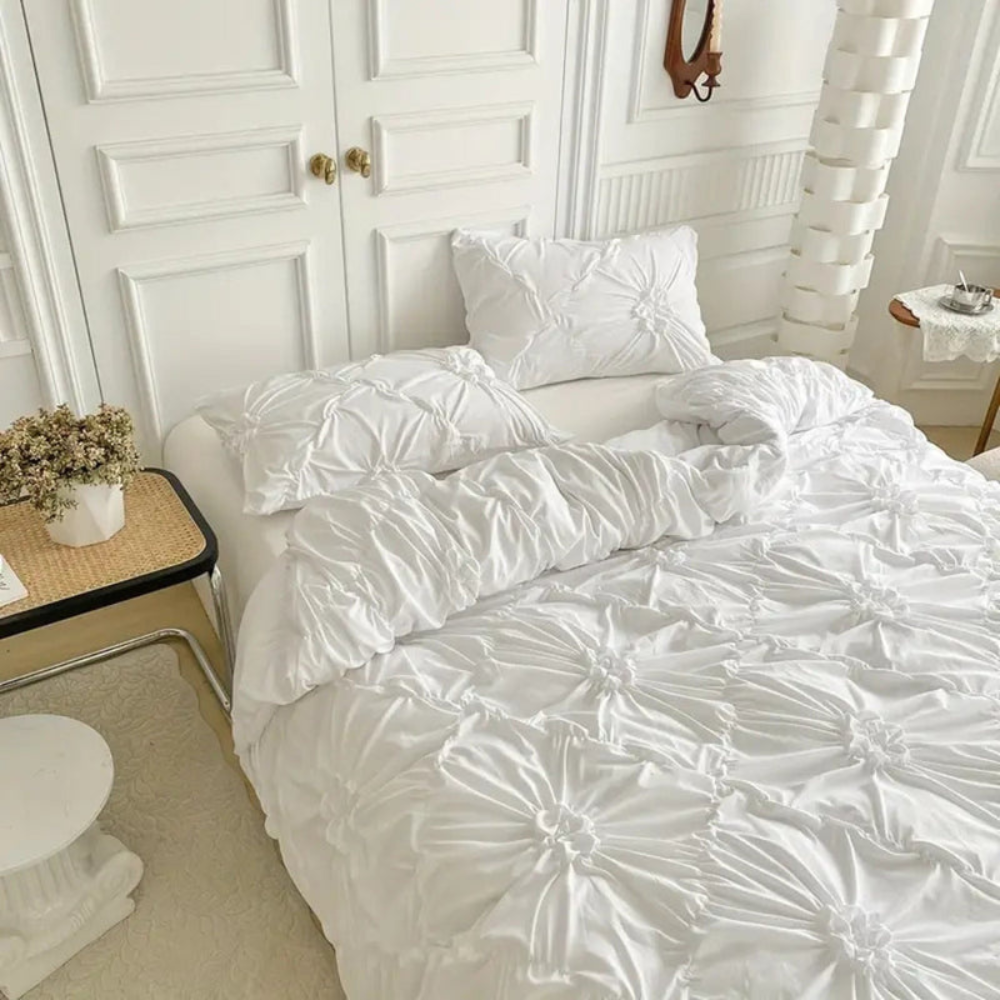 Ruffle Quilt Cover Set Modern Pinch Pleat Design