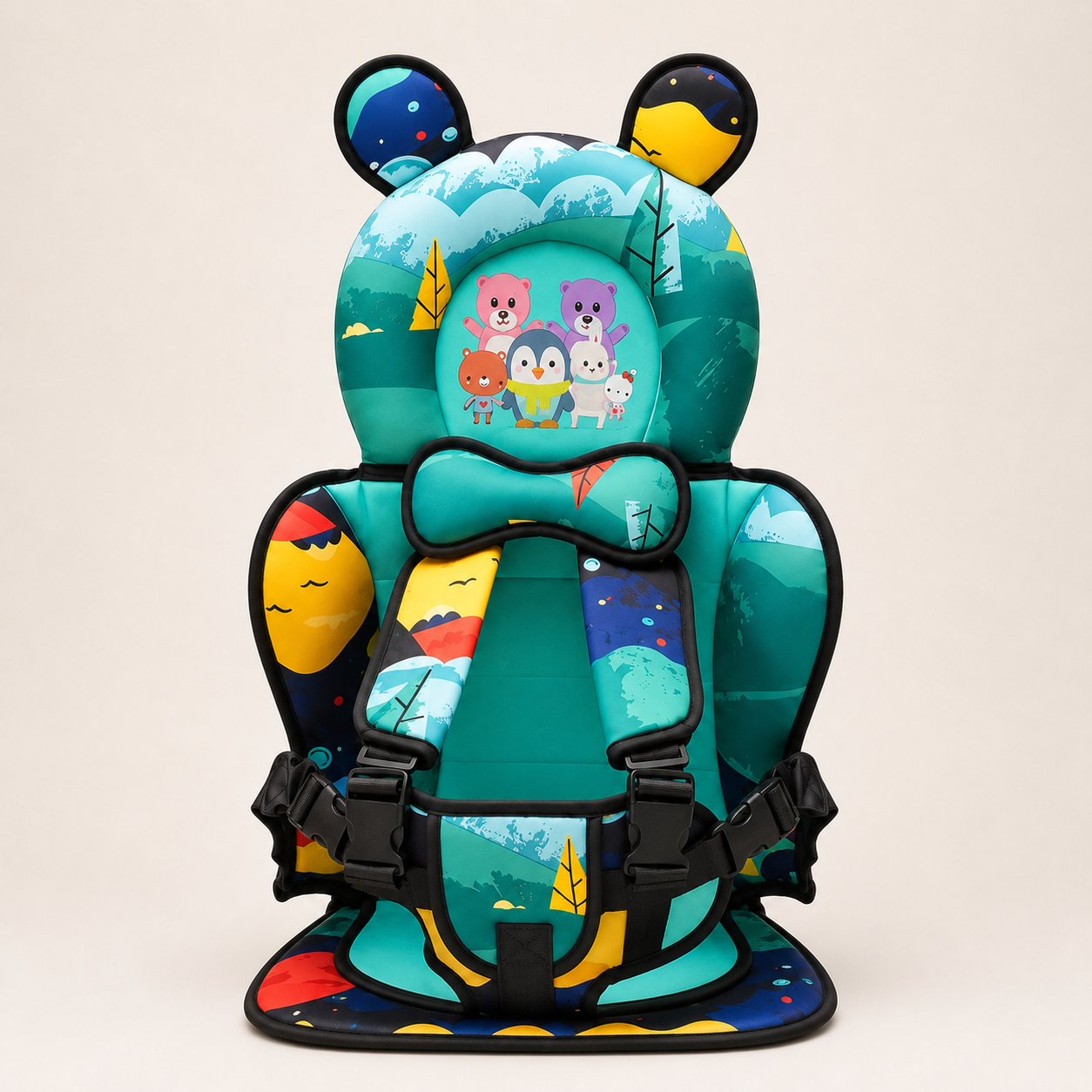 Children Car Seat Head Support Pillow with Bear Design