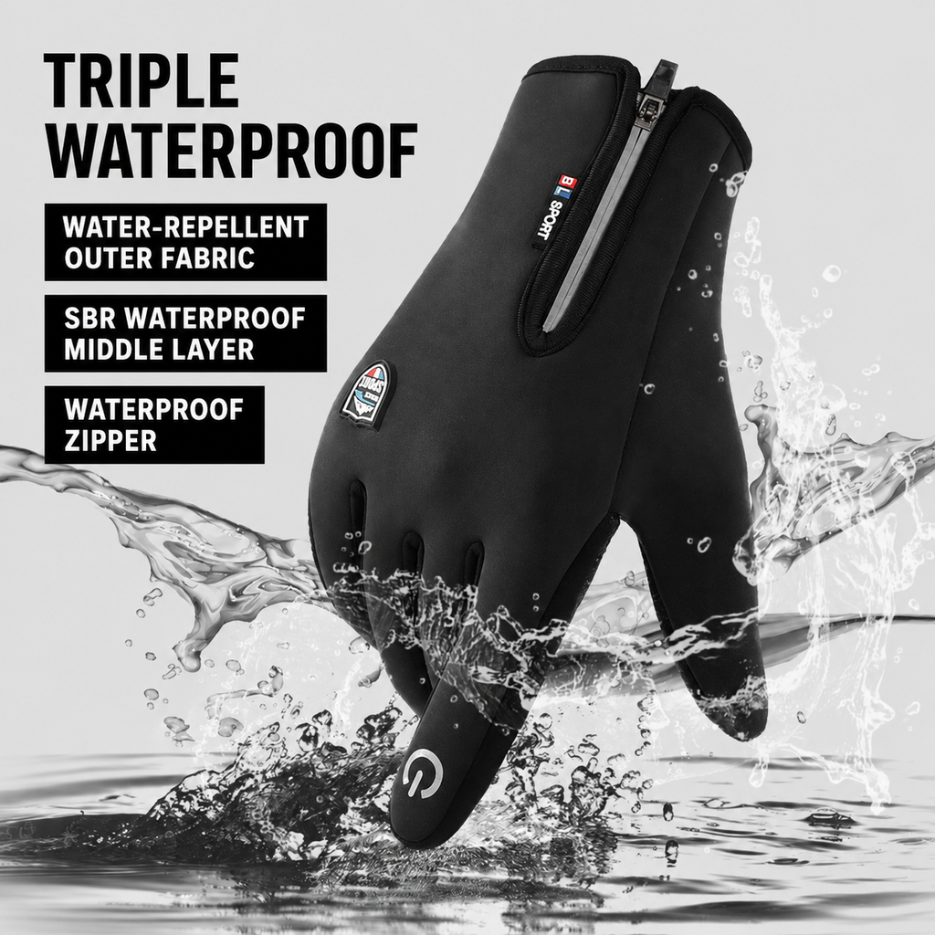 Waterproof Touchscreen Winter Gloves with Zipper Design