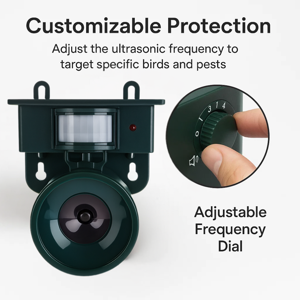 Smart Solar Bird Repeller Motion-Activated Outdoor Deterrent