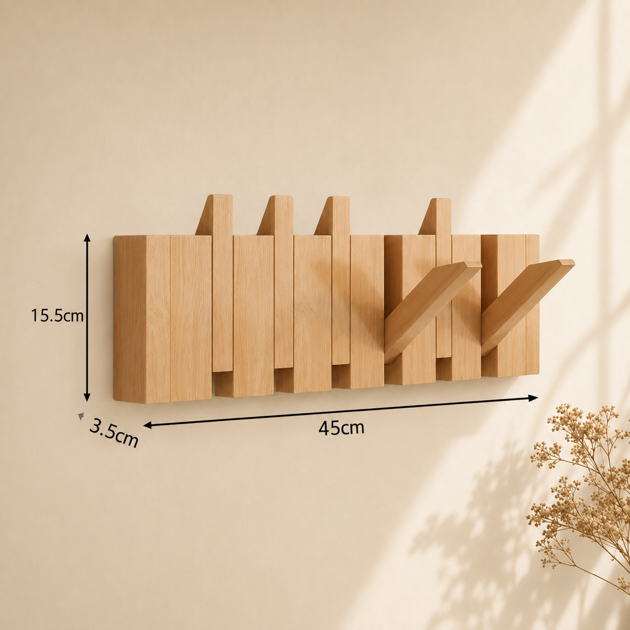 Wooden Space-Saving Wall-Mounted Piano Hanger Rack