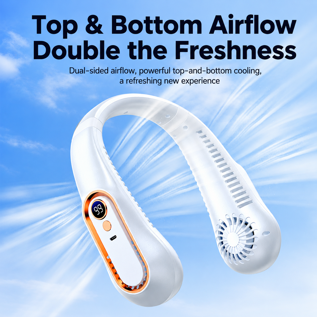 Bladeless Neck Fan Portable Rechargeable Hands Free 5 Speed Wearable Cooling