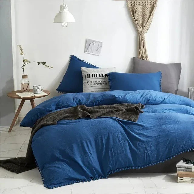 Anna Quilt Cover Set Nordic Pompom Trim