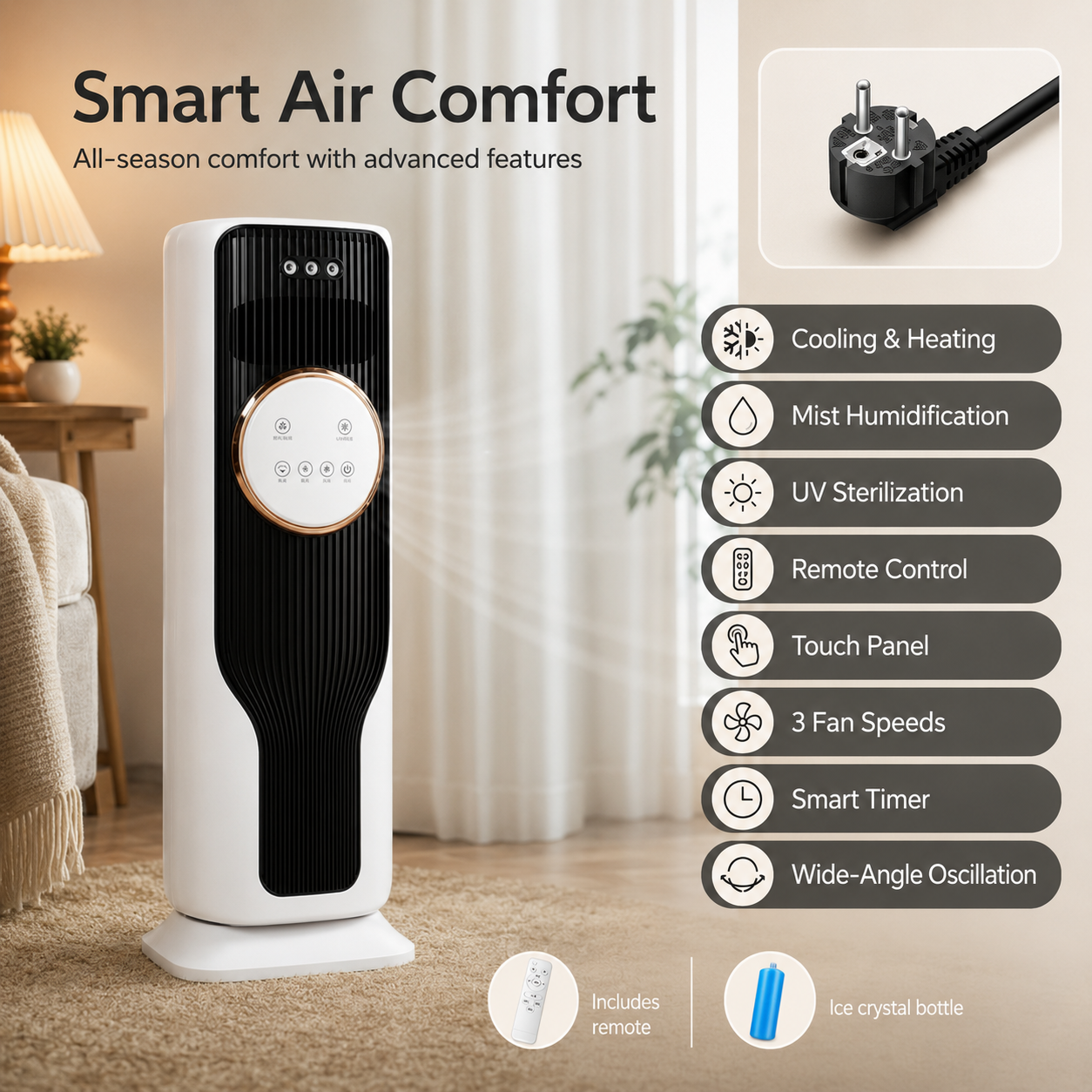 Portable Air Cooler & Heater with 4-in-1 Comfort Control
