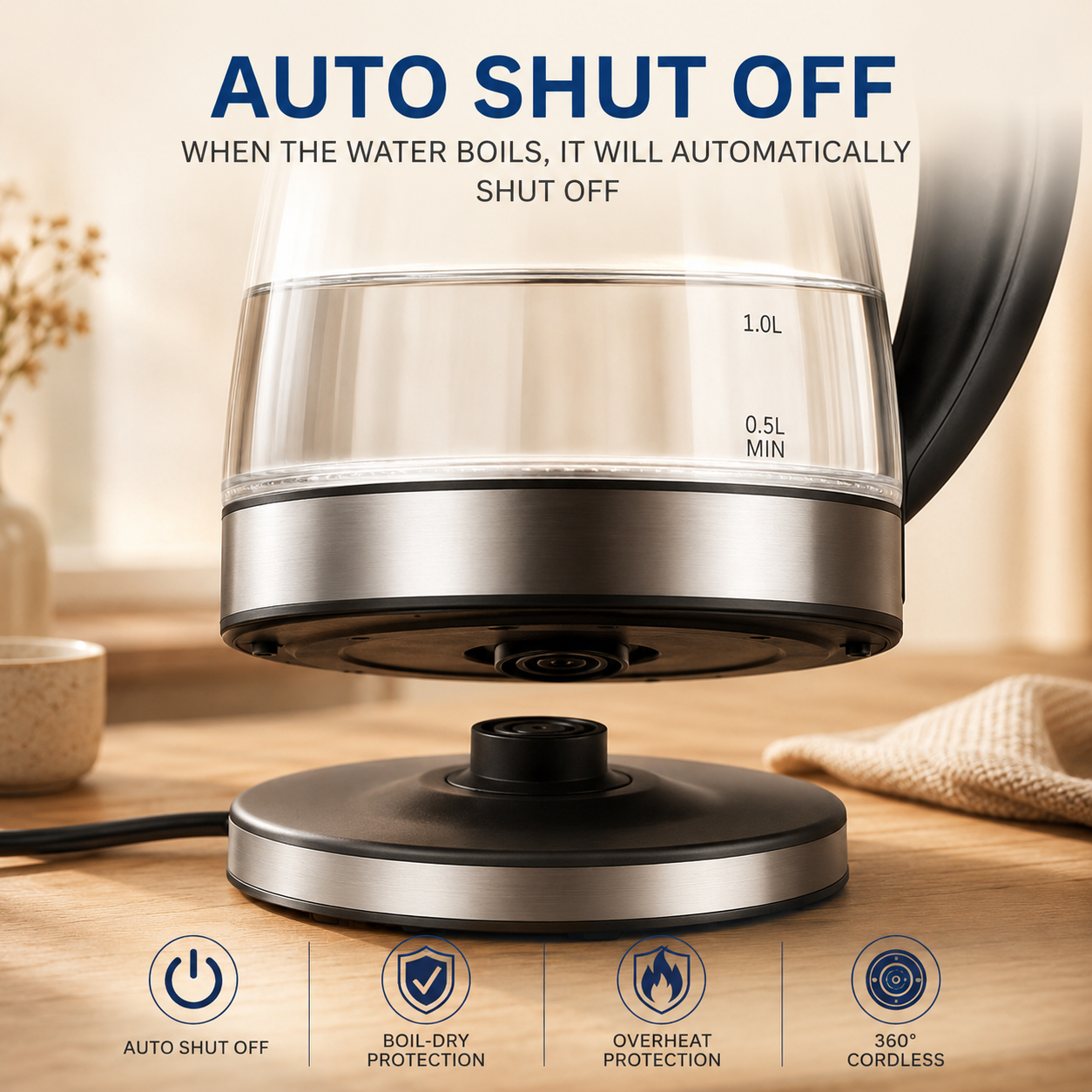 2.0L Electric Glass Kettle with LED Illumination