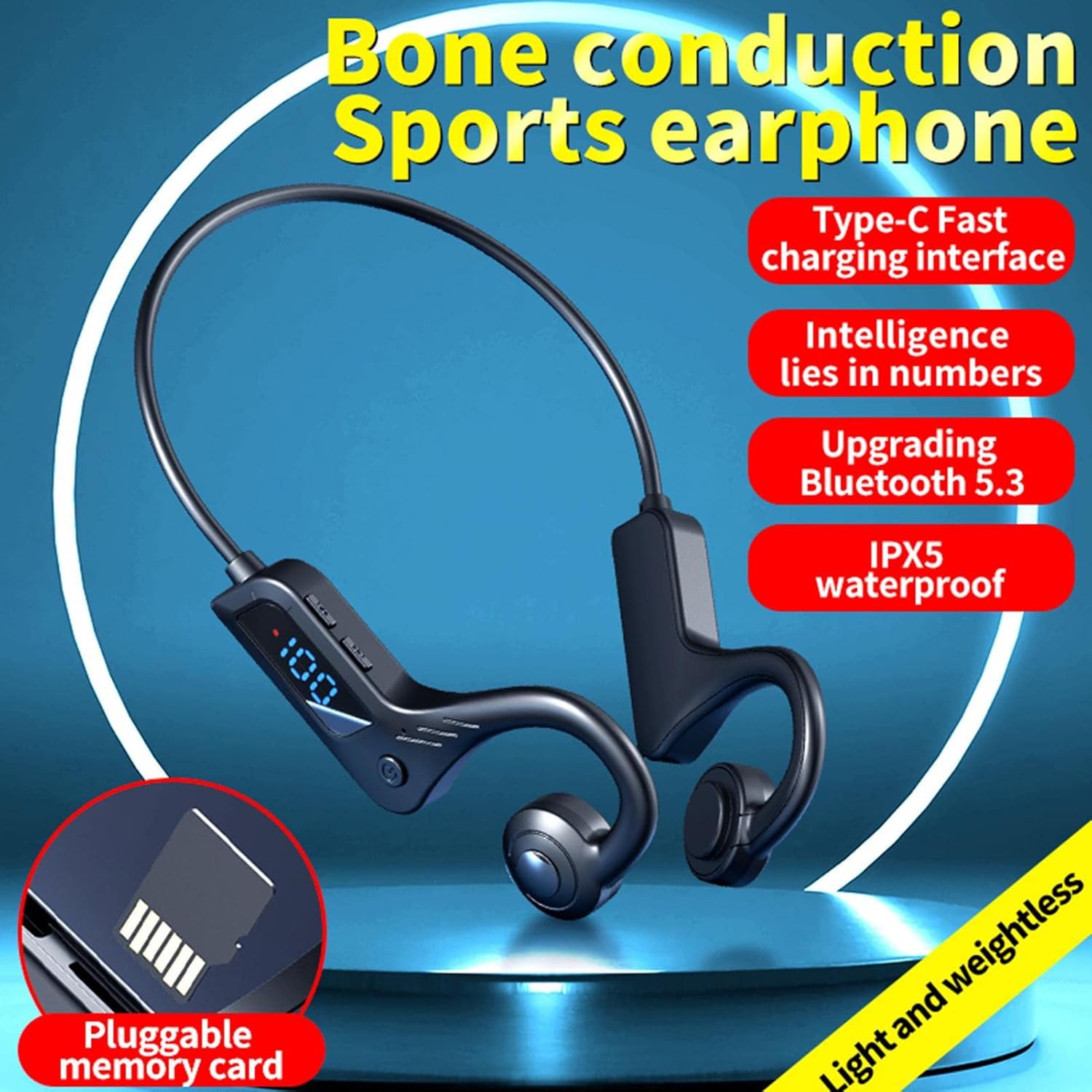 Bone Conduction Wireless Headphones with Open‑Ear Design