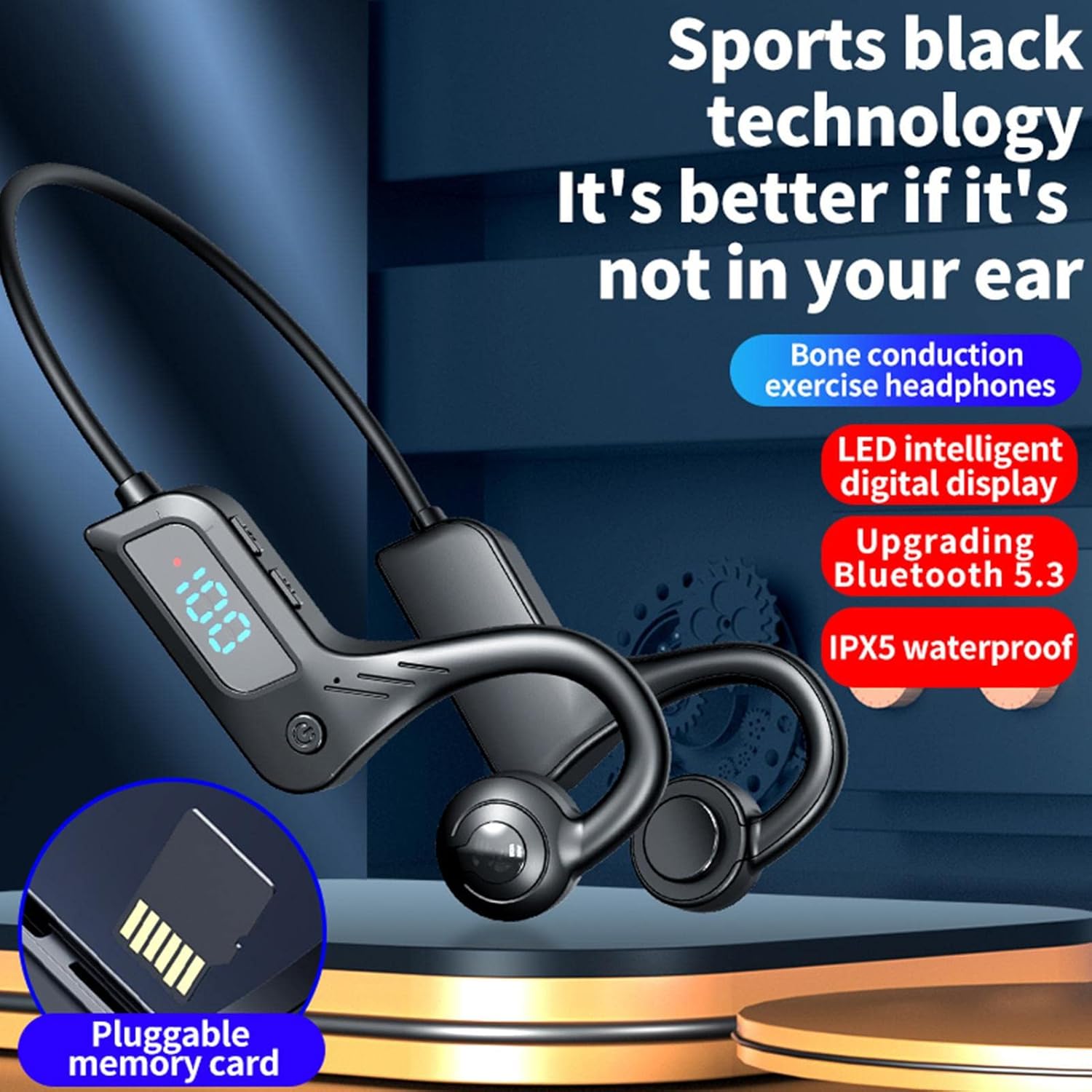 Bone Conduction Wireless Headphones with Open‑Ear Design