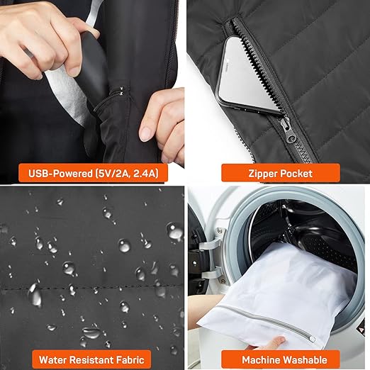 Unisex Heated Vest Lightweight USB-Powered Core Warming