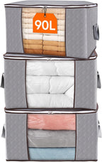 Foldable Clothes Storage Boxes Clear Window Organiser with Handles