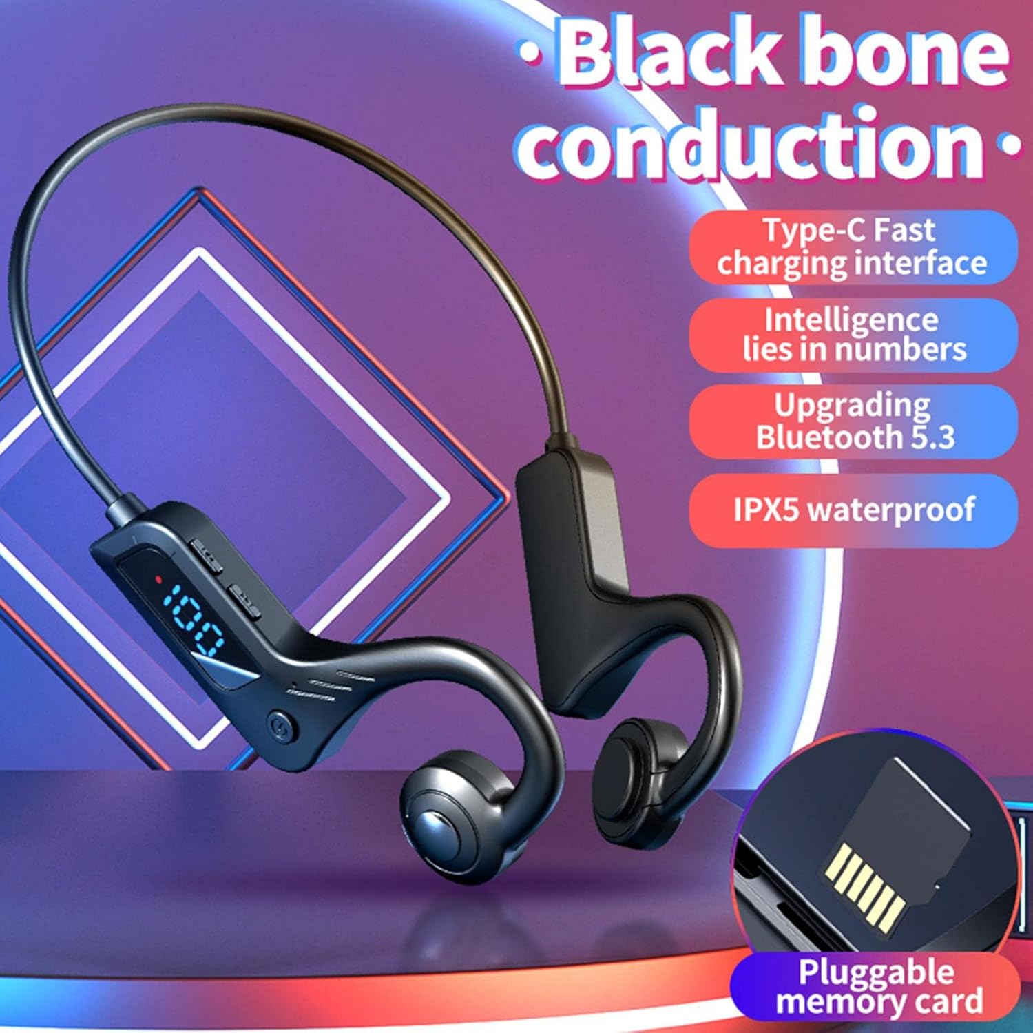 Bone Conduction Wireless Headphones with Open‑Ear Design