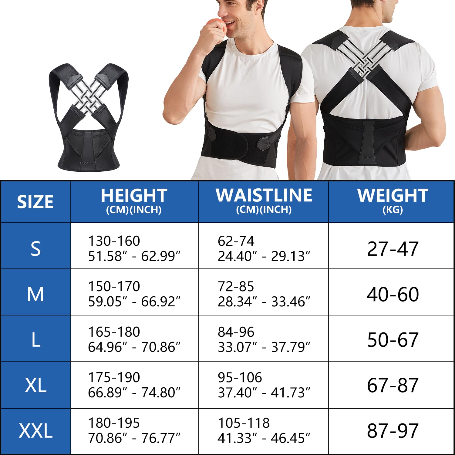 Posture Corrector Brace Adjustable Unisex Support for Back Alignment