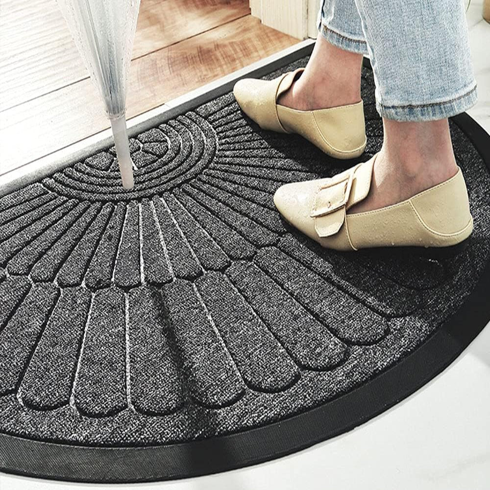 Non Slip Door Mat Semi Circle Rubber Entryway Indoor Outdoor - Image 4
