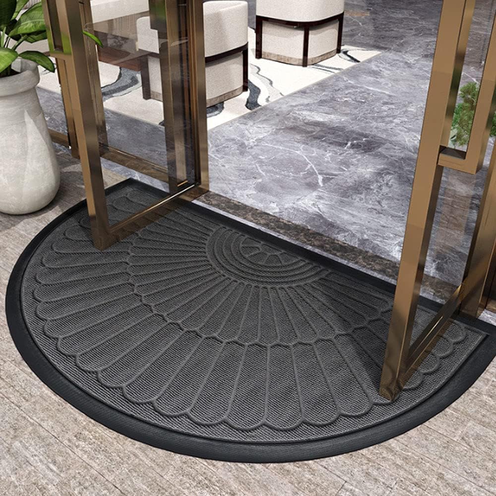Non Slip Door Mat Semi Circle Rubber Entryway Indoor Outdoor - Image 2