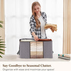 Foldable Clothes Storage Boxes Clear Window Organiser with Handles