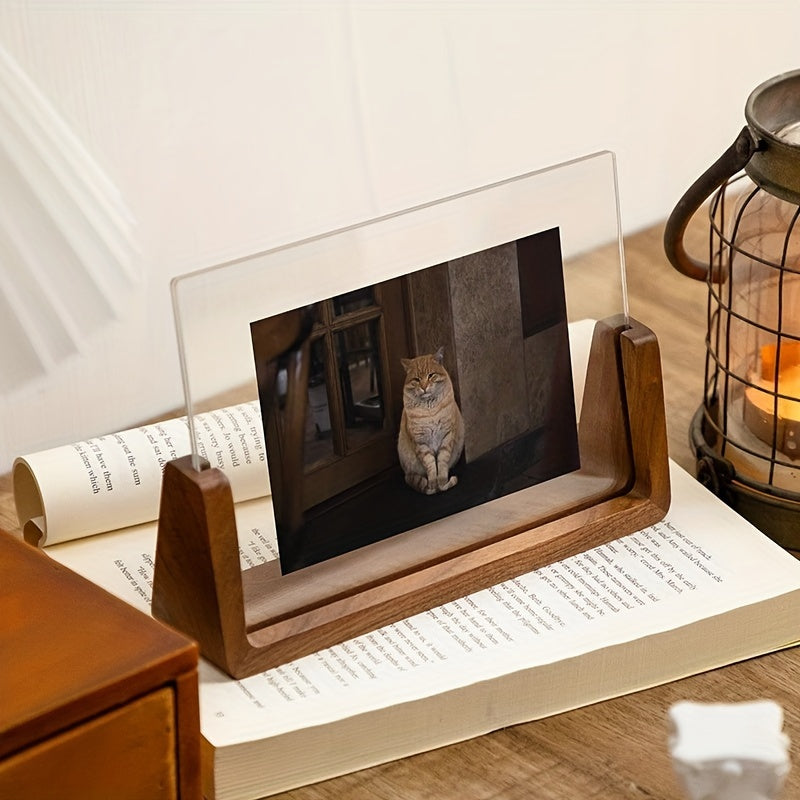 Acrylic Wood Photo Frame Modern Minimalist Desk Display - Image 2