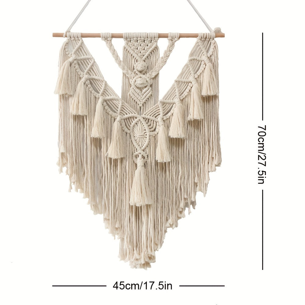 Macrame Wall Hanging Handwoven Boho Cotton Fringe Tapestry Bedroom Decor - Image 5