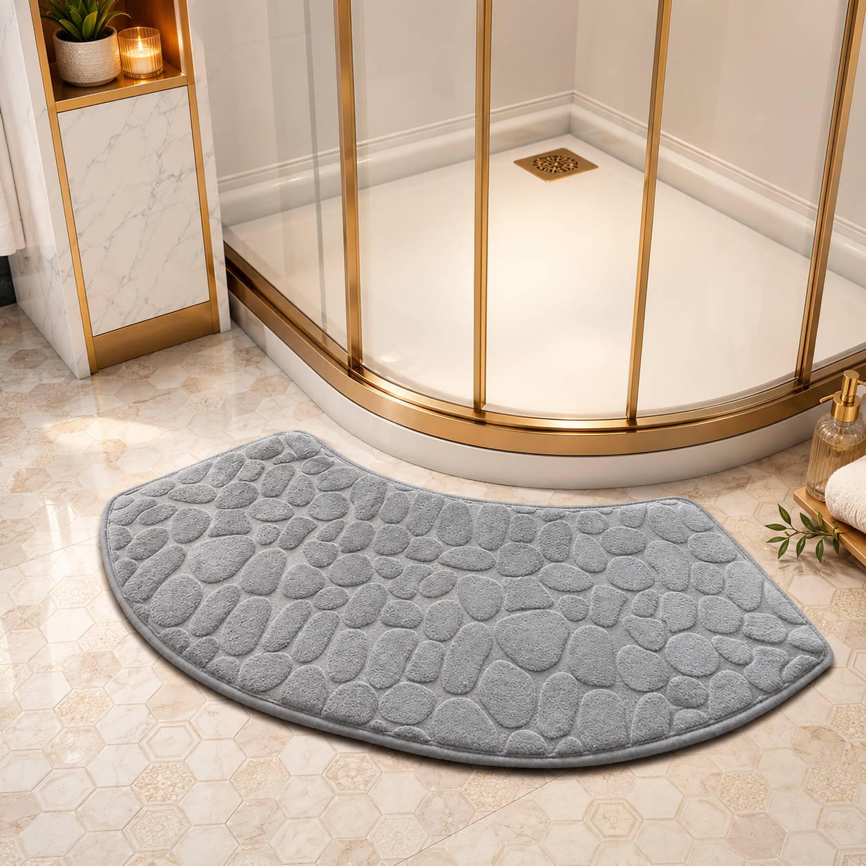 Curved Thickened Non-Slip Bath Mat for Shower and Toilet Floor