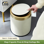 Luxury Bathroom Trash Can Oval Press Top Waste Bin Gold Lid - Image 2