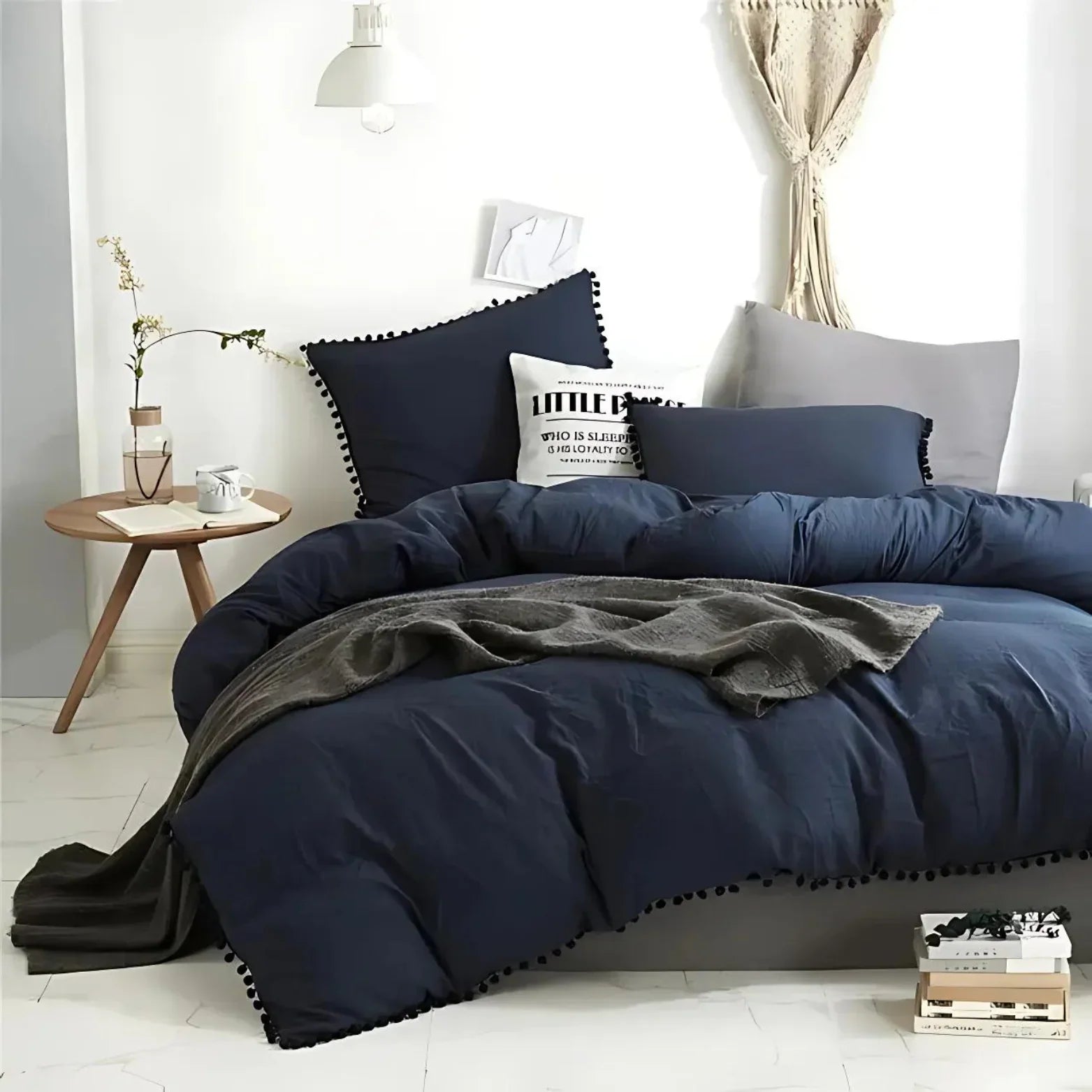 Anna Quilt Cover Set Nordic Pompom Trim