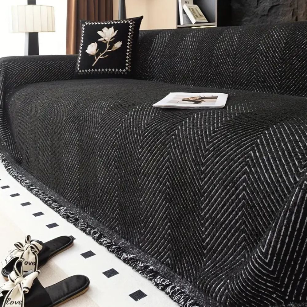 Elegant Herringbone Couch Cover Easy‑Care Furniture Shield