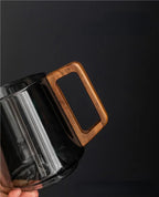 Large Modern Mug with Wooden Handle Stylish Cup for Daily Hot & Cold Drinks