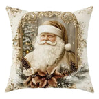 Golden Velvet Christmas Cushion Cover Festive Santa & Deer Design