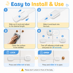 10-Pack Baby Proof Cabinet Locks with Adhesive Straps