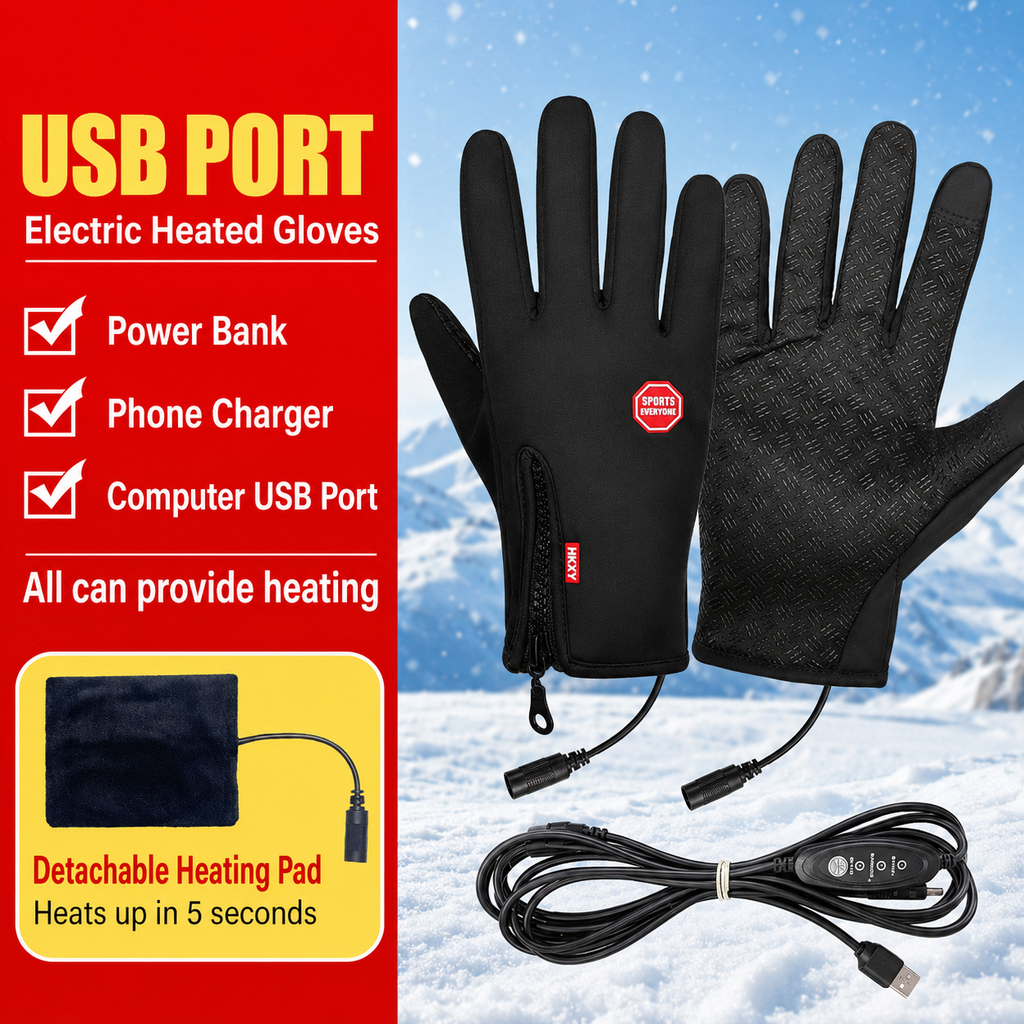 USB Heated Winter Gloves with Adjustable Temperature