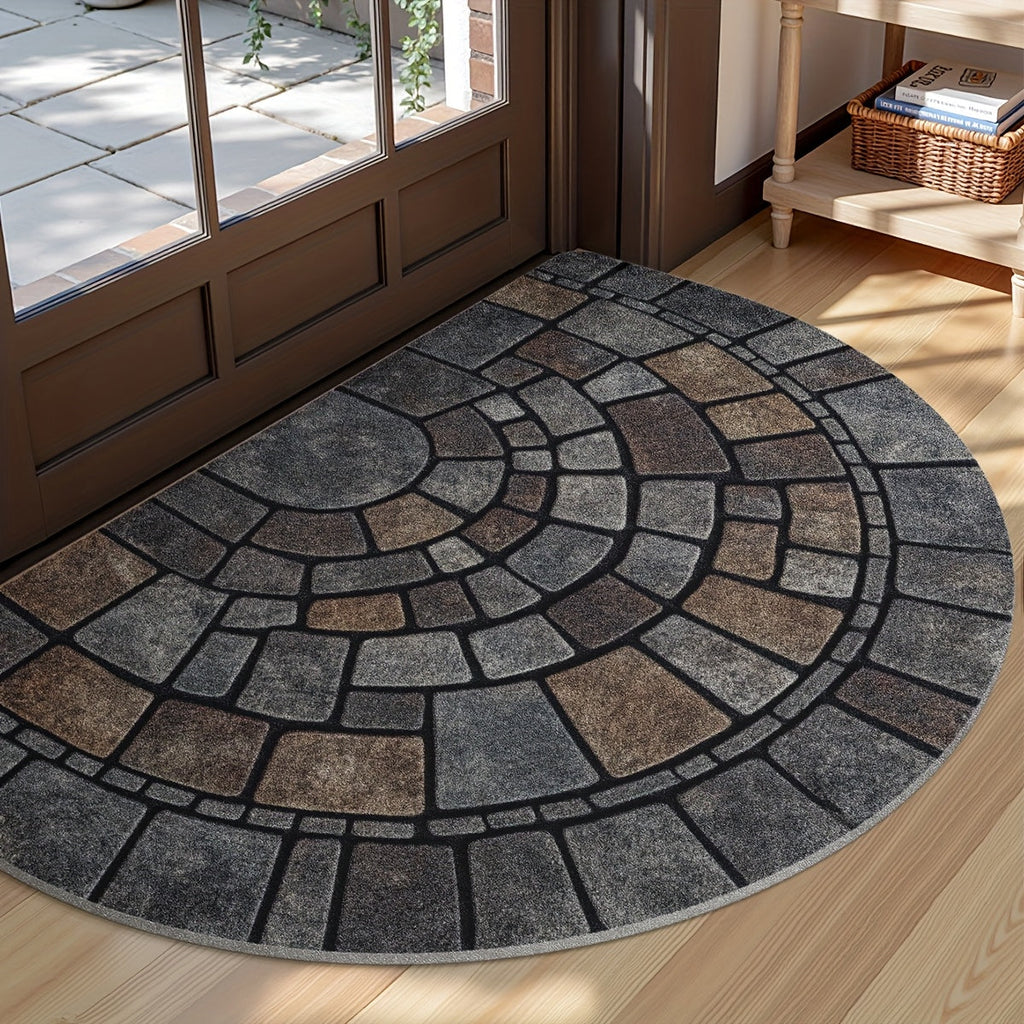 Half Circle Door Mat Non Slip Indoor Outdoor Mosaic Entryway - Image 2