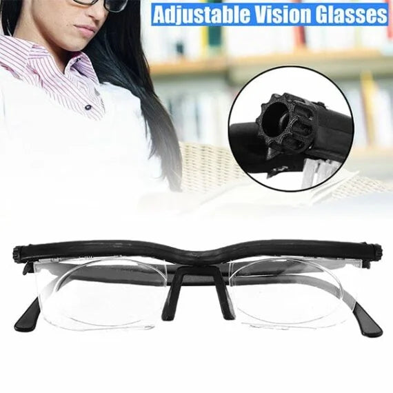 Adjustable Vision Glasses Dial-Focus Eyewear for Near & Distance Use