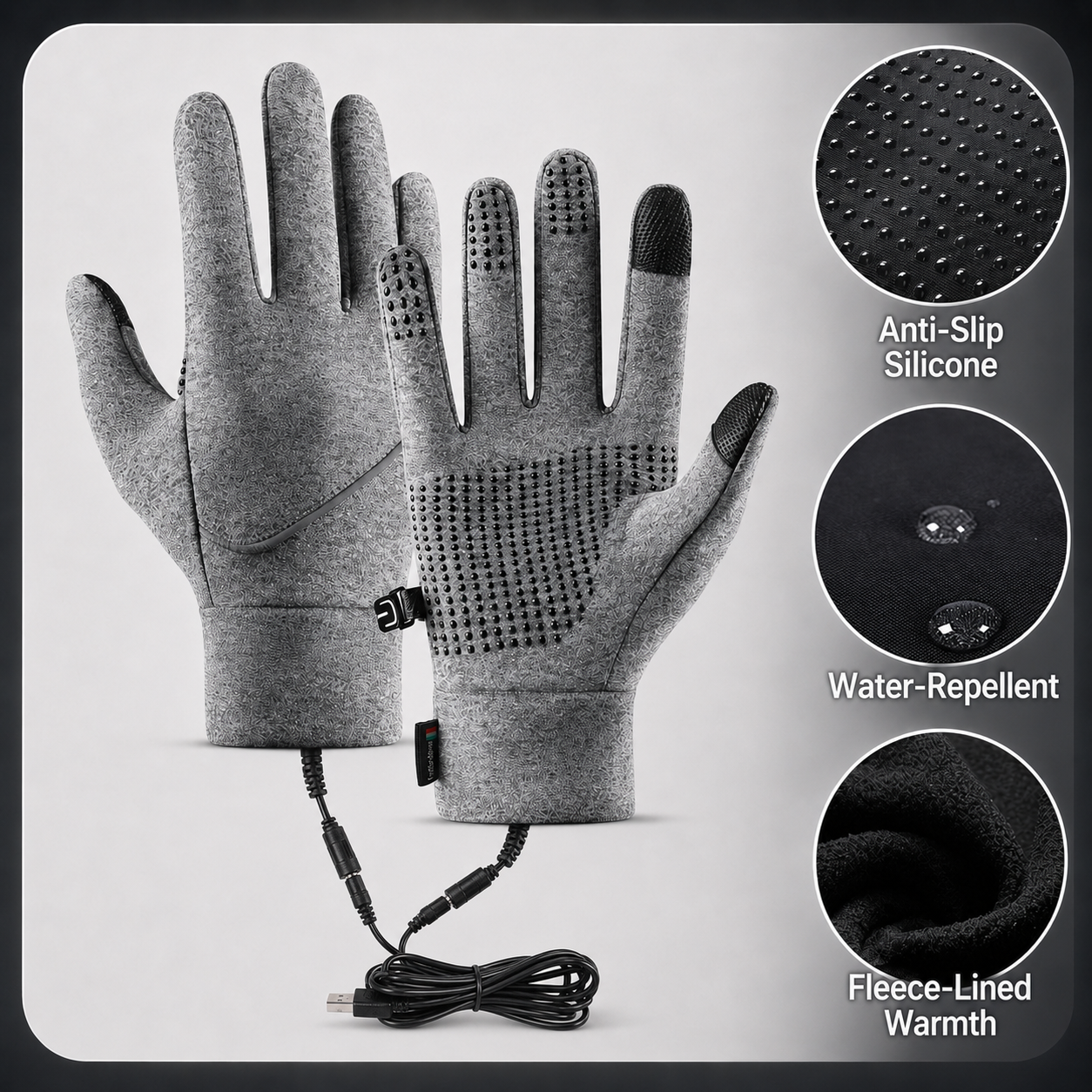 USB Heated Winter Gloves for Cycling and Outdoor Use
