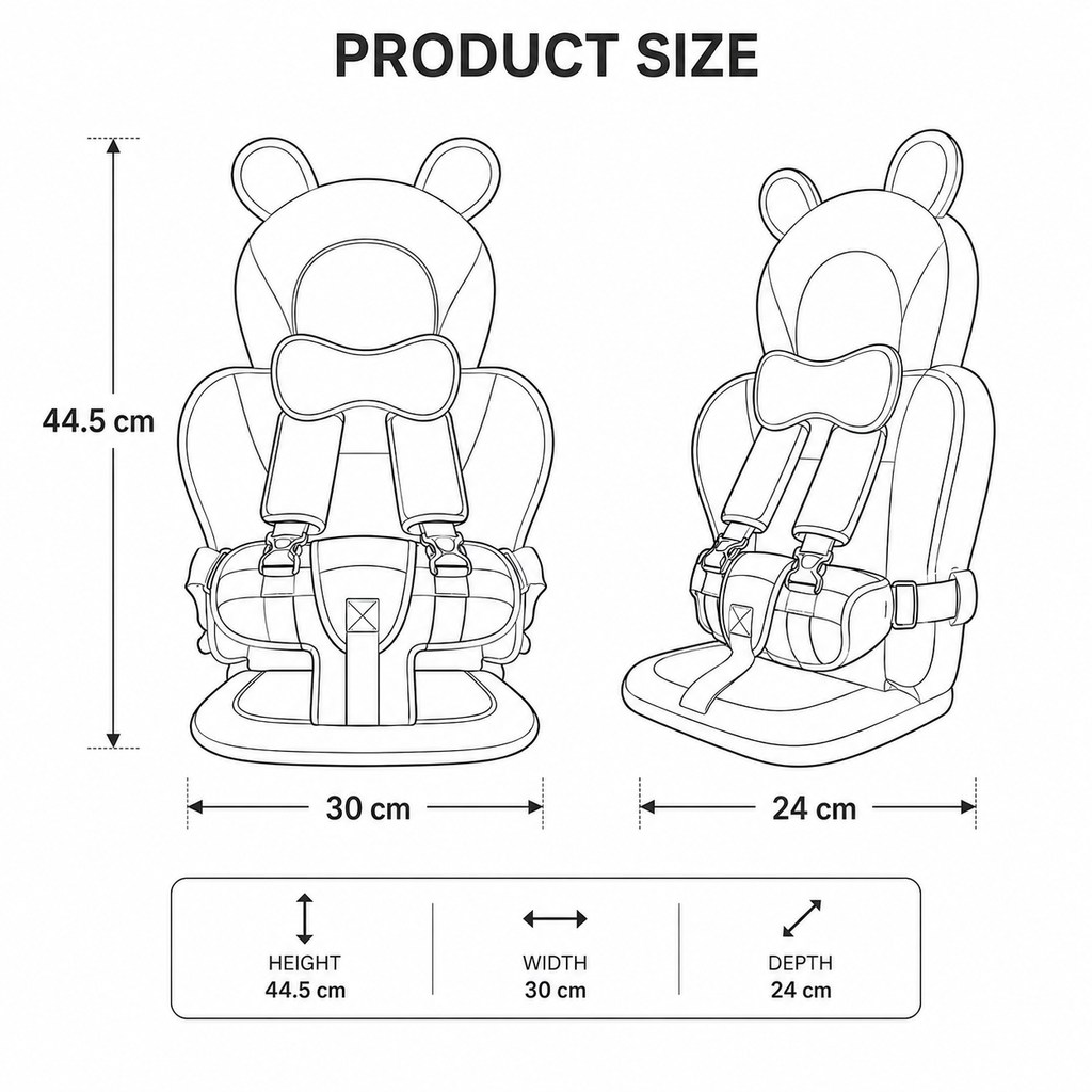 Children Car Seat Head Support Pillow with Bear Design