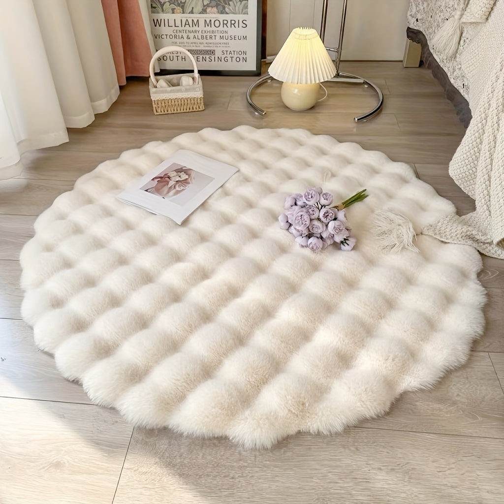 Round Fluffy Rug Soft Plush Circle Area Carpet Bedroom Decor - Image 3