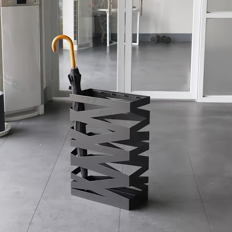 Umbrella Stand Modern Black Metal Entryway Holder Large Capacity