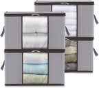 Foldable Clothes Storage Boxes Clear Window Organiser with Handles