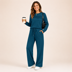 Women's 2 Piece Lounge Set Crew Neck Top Drawstring Pants