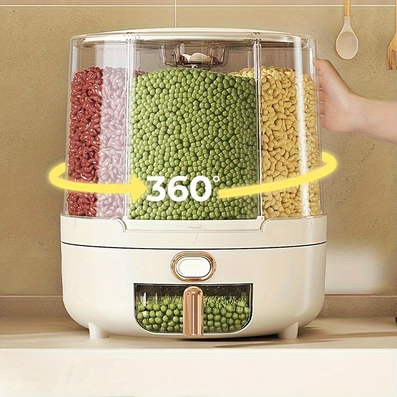 Airtight Food Storage Container Rotating Rice Cereal Dispenser Pantry Organizer