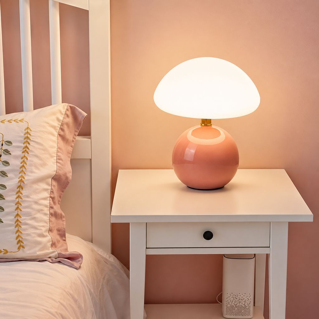 Mushroom Table Lamp with Ceramic Base