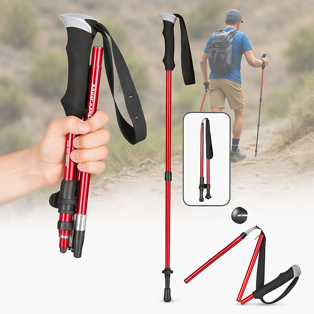 Hiking Poles Adjustable Foldable Sticks for Walking & Trekking