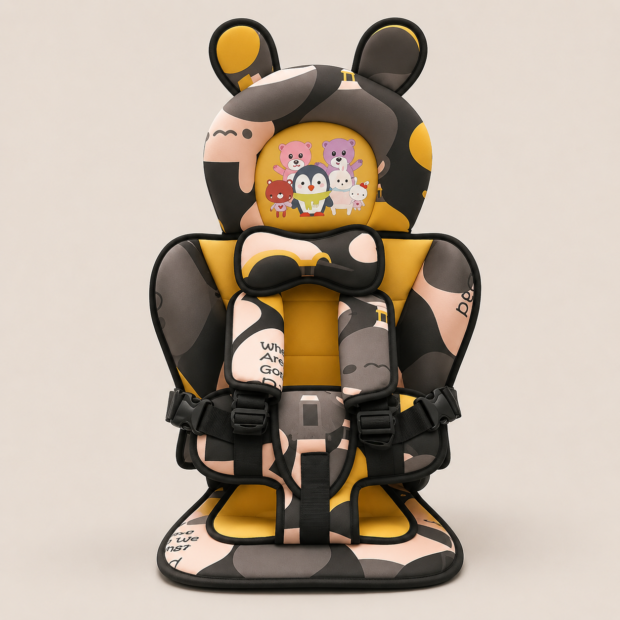 Children Car Seat Head Support Pillow with Bear Design