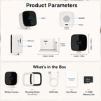 1080P WiFi Window Security Camera with 32GB Card