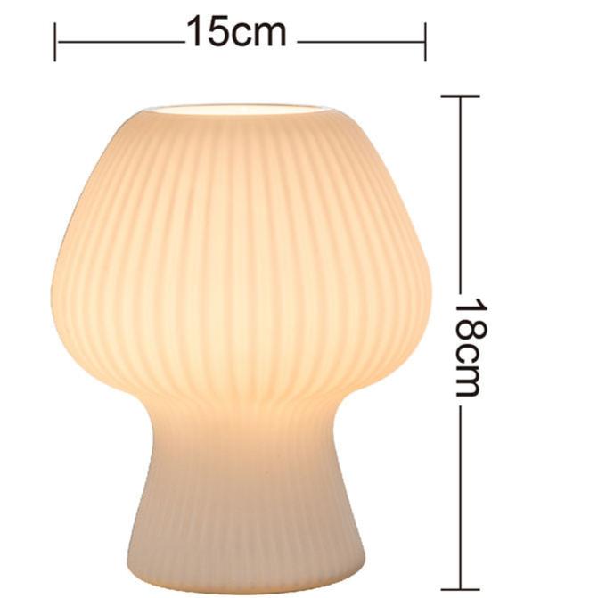 Vintage Bedside Table Lamp Ribbed Glass Mushroom Dimmable Nightstand Light - Image 7