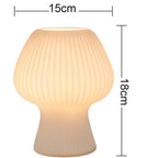 Vintage Bedside Table Lamp Ribbed Glass Mushroom Dimmable Nightstand Light - Image 7